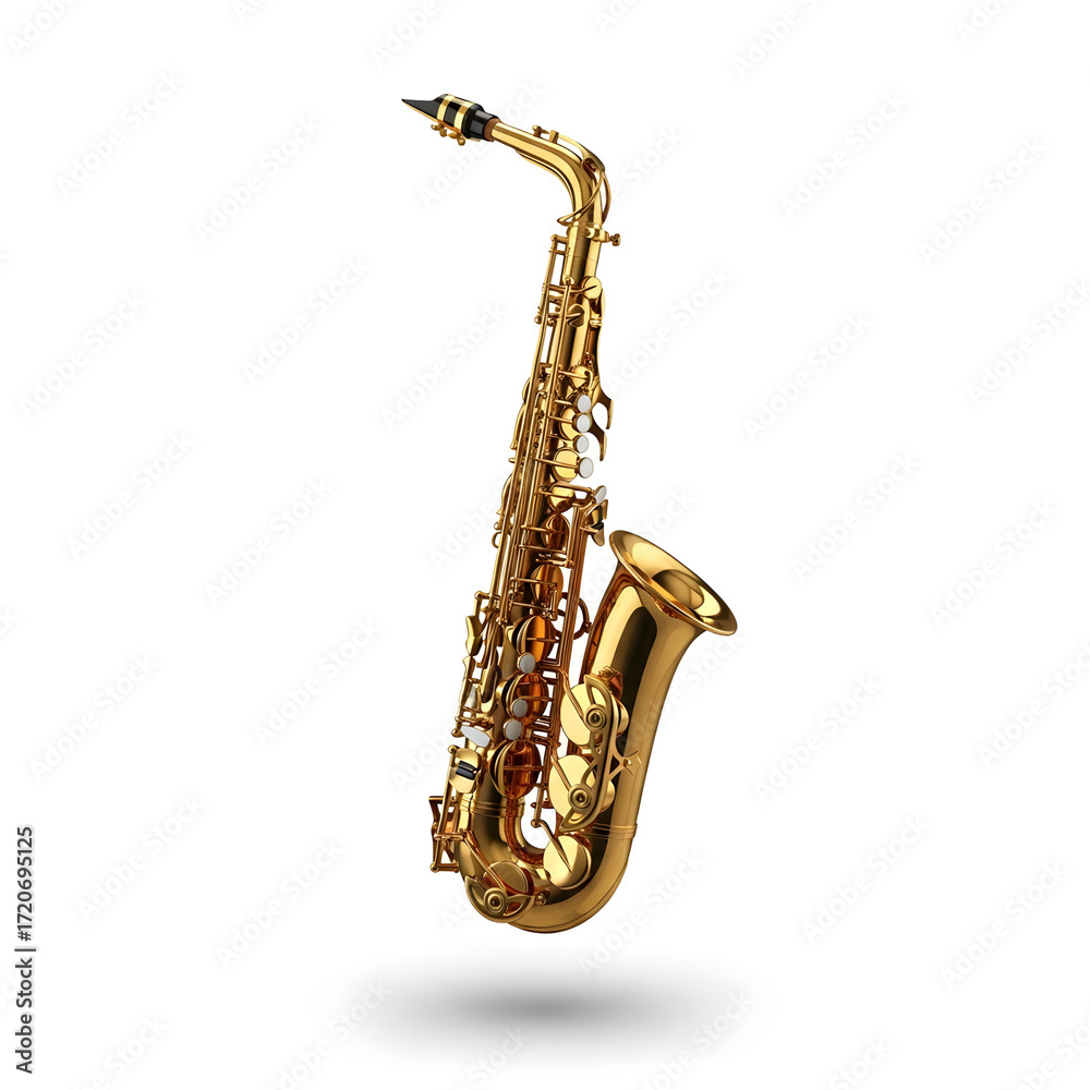 Naklejka premium Golden Alto Saxophone Musical Instrument 1.