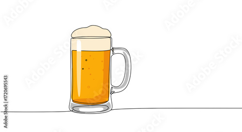 Beer mug with foam on white background  