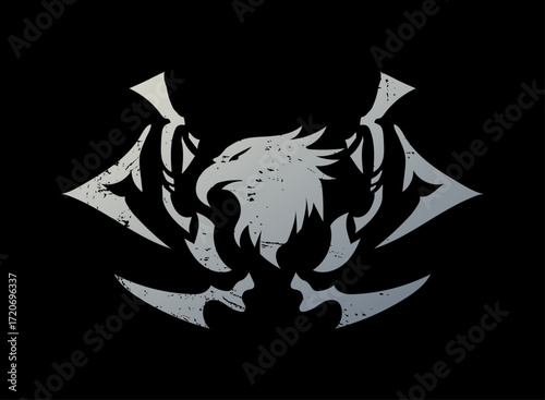 Fantasy Eagle Clan Symbol Grunge Medieval RPG Animal Emblem Tribal Crest Badge Warrior TCG Icon Design