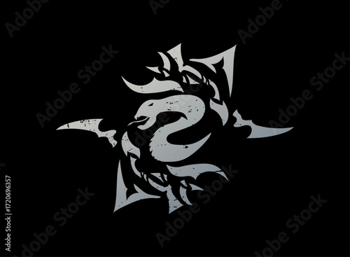 Snake Emblem Tier Icon – Tribal Serpent Crest Badge for RPG Ranking System, Esports Clan Logo, Fantasy Game UI, Adventure Quest Rank Step, Medieval Symbol Design Asset