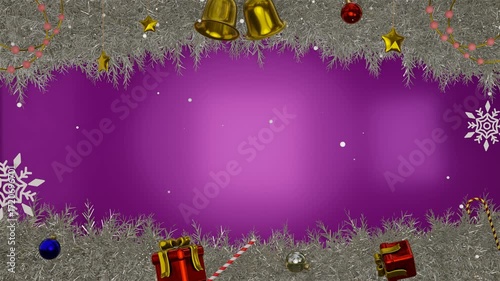 3D purple background natal and happy new years with ornament christmas, suitable for product promotion