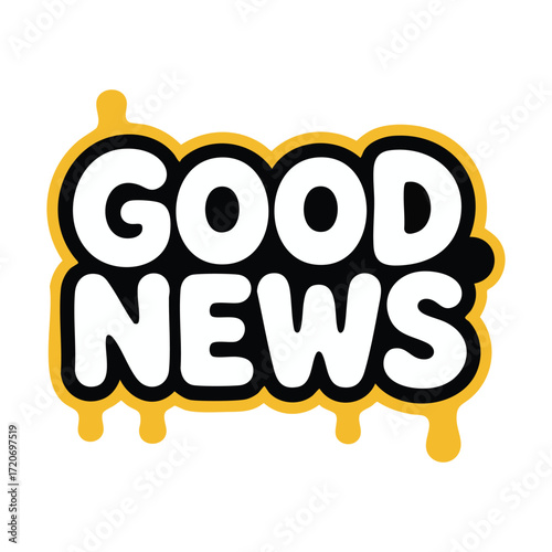 Good news text in comic style speech bubble dripping yellow paint effect isolated on transparent background
