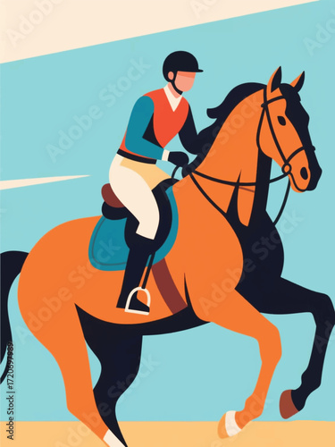 Jockey Horse Sport Illustrator Artwork Design Template Poster