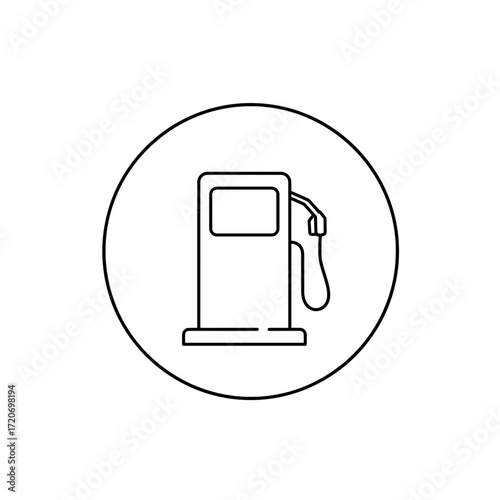 Fuel pump icon in minimalistic style with black outline  