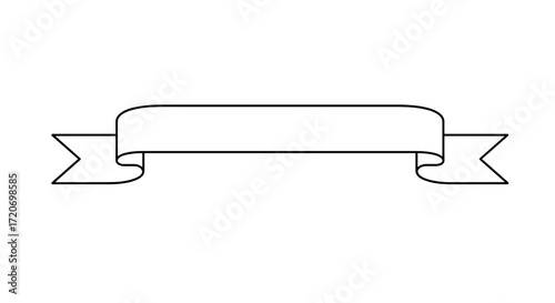 Blank decorative ribbon banner outline for graphic design  