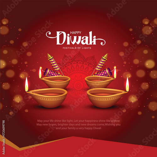 happy diwali red background