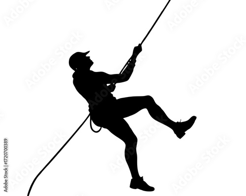 Climber with rope silhouette illustration isolated on white background
