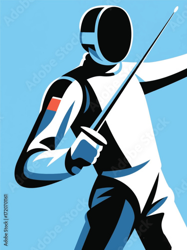 Geometric Fencing Illustrator Artwork Design Template Poster