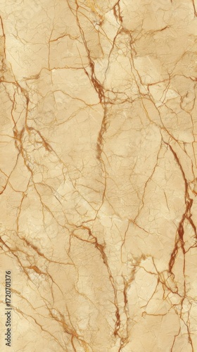 Smooth glossy marble texture with beige and tan hues, intricate geometric patterns, dark brown veins,