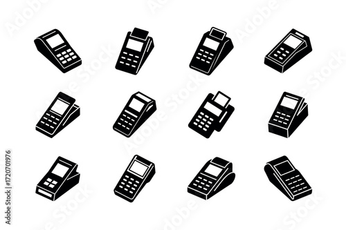 POS Terminal Icon Set – Vector Payment Machine and Card Reader Collection