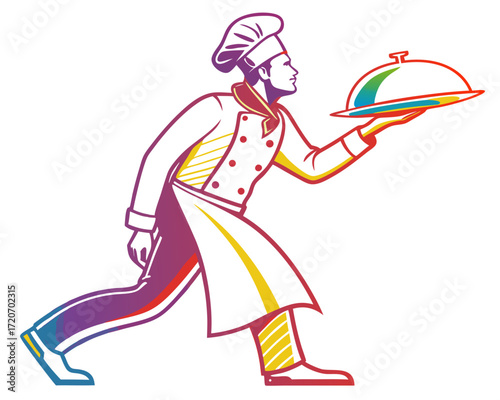 Chef serving food silhouette vector