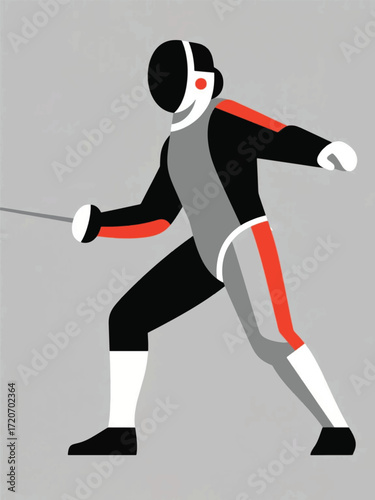 Modern Fencing Illustrator Artwork Design Template Poster