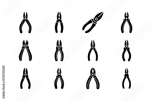 Pliers Icons – Hand Tool Vector Set for Repair and Maintenance