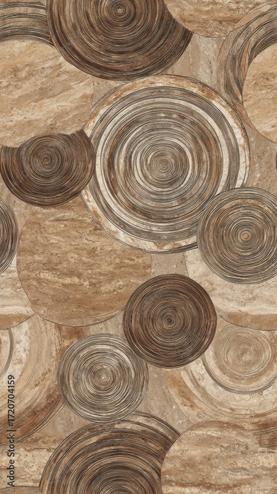 Naklejka premium Seamless tile texture with natural stone or wood grain patterns in earthy brown, beige, and grey shades,
