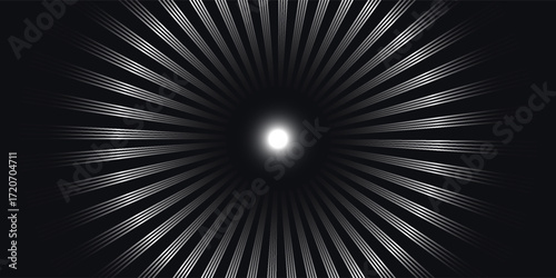 Circular spiral sound wave rhythm from lines white color on dark background. eps10 vector
