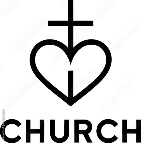 Symbol of faith, love, and community with a cross and heart.