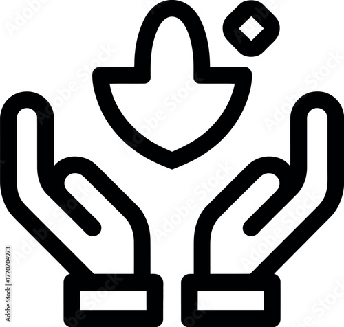 Gentle hands cradling a protective shield, symbolizing care and security.