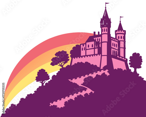 Castle on hill silhouette vector 