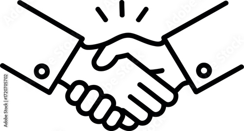 Successful partnership and agreement symbolized by a firm handshake in a clean outline style.