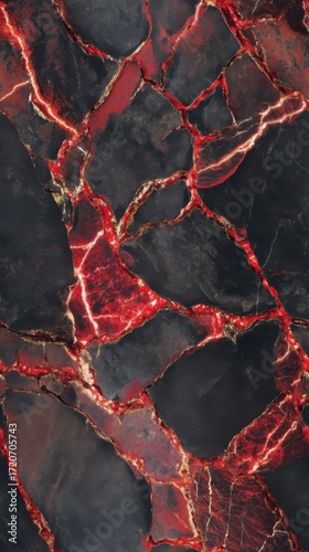 Wallpaper Mural A high resolution seamless texture pattern mimics molten lava and stone surfaces with dark black deep red and gold accen Torontodigital.ca