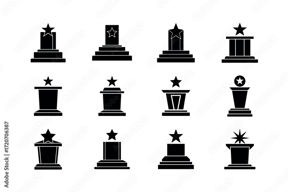 Fototapeta premium Podium Vector Icons – Award, Stage, and Achievement Symbol Set