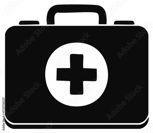 First Aid Kit Icon Black and White Medical Emergency Box