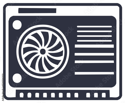 Computer cooling fan and heat sink illustration for pc hardware and technology concepts
