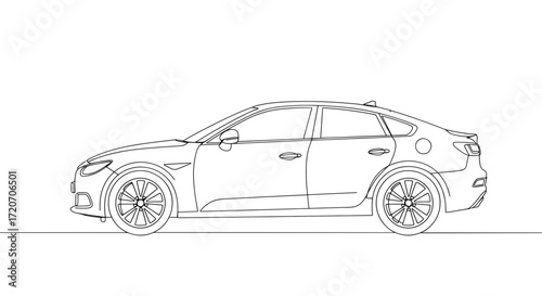 Outline of a modern car in side view with simple design  