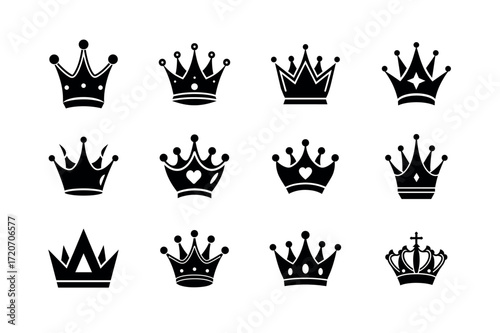 Crown Vector Icons – Royal, Luxury, and King Symbol Set