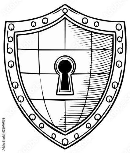 Shield with Keyhole Illustration Security Concept Protecting Information Cyber Safety Lock Data Access Safeguard