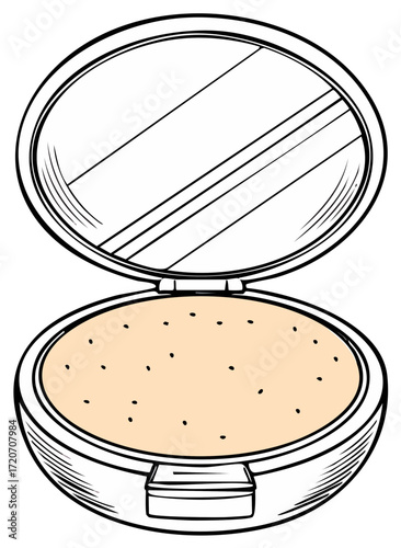 Open Compact Powder Case with Mirror, Makeup Container, Cosmetic Product