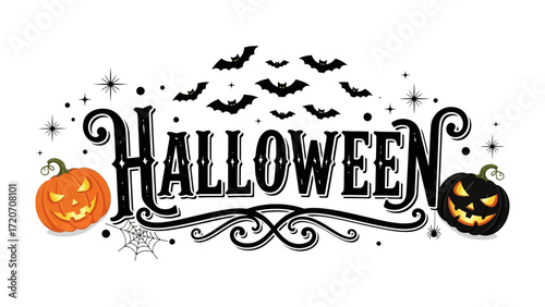 Enchanting Halloween: Spooky Halloween themed with glowing pumpkins, swirling bats, and intricate details, a festive reminder of spooky holiday.