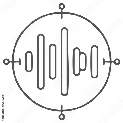 Sound wave logo design inside a circle. Abstract audio waveform graphic.