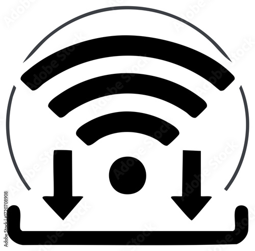 Download Icon with Wi Fi Signal Symbol and Arrows