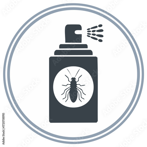 Insecticide spray can icon with cockroach symbol for pest control