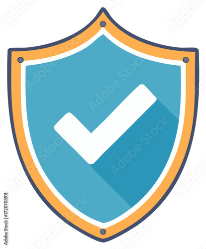 Shield with check mark security concept illustration