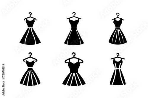 Dress Vector Icons – Fashion, Clothing, and Wardrobe Symbol Set