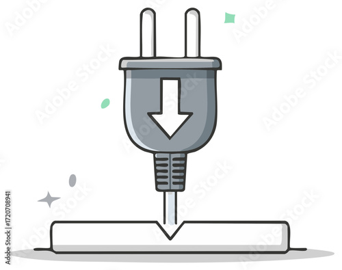 Electrical Plug Insertion Illustration With Arrow Showing Power Download Connection