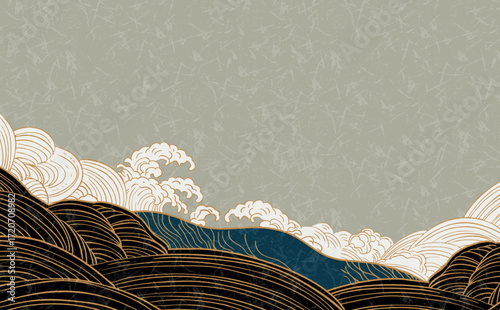 波　海のイラスト背景