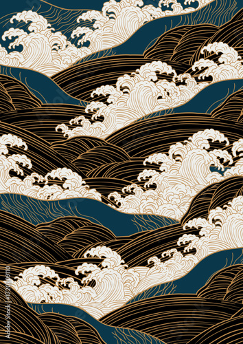 波　海のイラスト背景