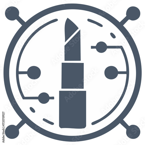 Abstract Digital Makeup Concept with Lipstick Icon and Network Elements