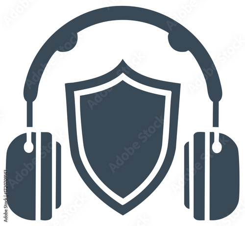 Headphones and Shield Icon Symbolizing Audio Security and Protection