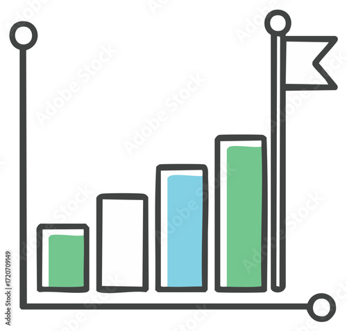 Illustration showing the concept of target achievement and the success of the company