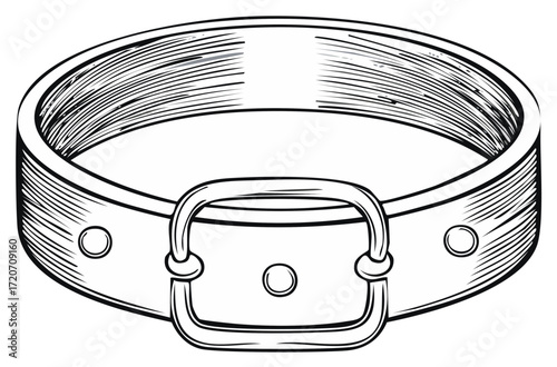 Hand drawn dog collar vector illustration in a black and white vintage sketch style