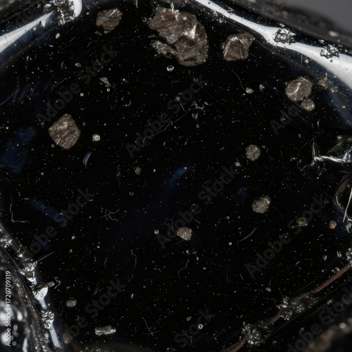 Abstract Black Obsidian Macro A Volcanic Glass Mineral Texture Resembling A Space Geology Background