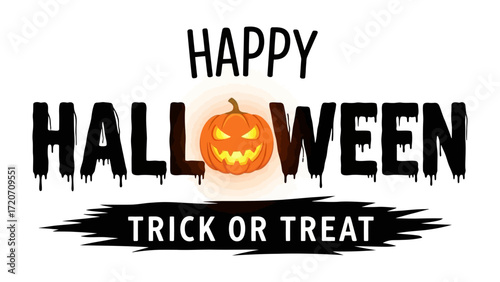 Spooky Halloween Greeting: A festive and spooky Halloween greeting featuring a carved pumpkin lantern and dripping text, exuding a sense of fun and fear for the autumn holiday.