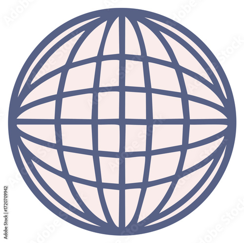 Globe Icon Earth Grid Illustration Global Networking Internet World Round Shape