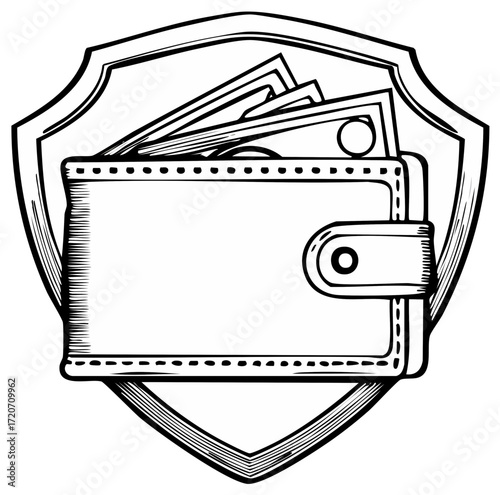 Wallet on Shield: Money and Security Concept; Finance Protection, Savings, and Income Safety in Business