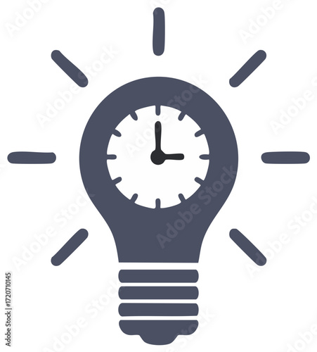Deadline approaching symbol lightbulb clock idea for project management