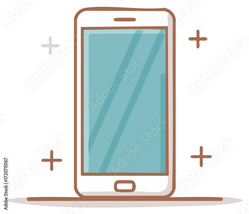 Hand drawn smartphone with plus signs